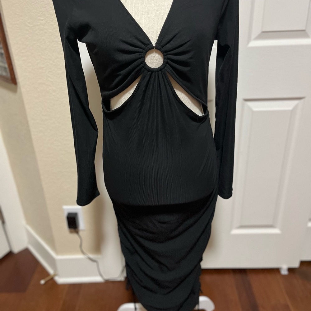 Faded Rose Black Cut-out style Long Sleeve Dress